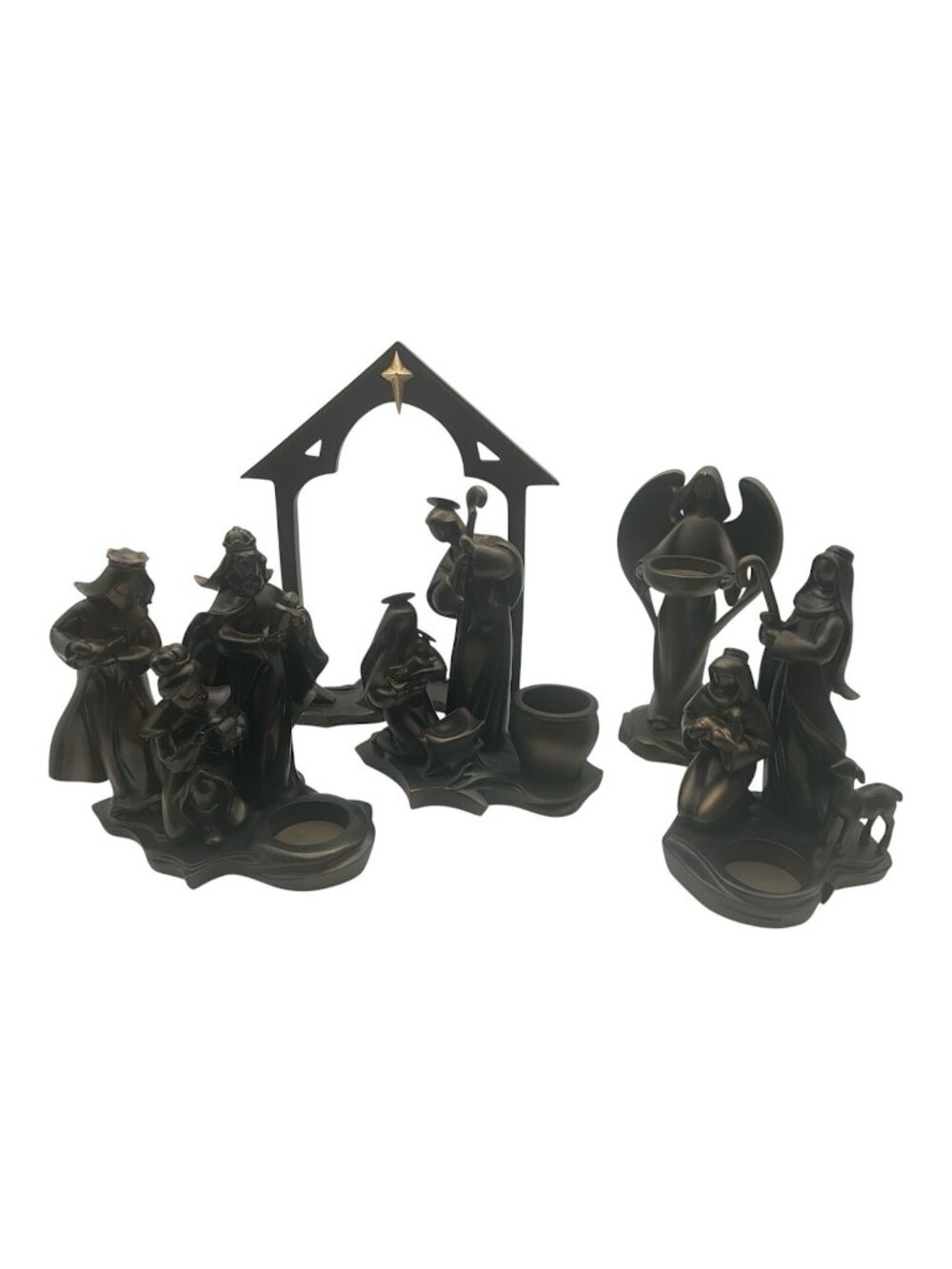 PartyLite Vintage Holy Night Nativity Set of 5 Figurines Votive Candle Holders